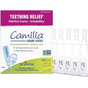 imageBoiron Camilia Teething Drops for Daytime and Nighttime Relief of Painful or Swollen Gums and Irritability in Babies  40 Liquid Droppers Bundled in 8 separate packs of 5