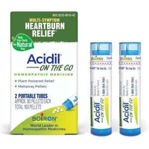 imageBoiron Acidil On The Go Travel Essential for Relief of Acid Reflux Heartburn Indigestion Bloating and Upset Stomach  2 Count 160 Pellets