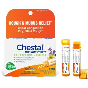imageBoiron Chestal Pellets for Cough and Mucus Relief Nasal or Chest Congestion and Sore Throat Relief  2 Count 160 Pellets80 Count Pack of 2