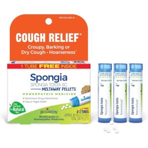 imageBoiron Spongia Tosta 6C Homeopathic Medicine for Dry Cough Croupy Barking or Hoarseness  3 Count 240 Pellets