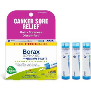 imageBoiron Borax 6C Homeopathic Medicine for Canker Sore Relief Pain Soreness or Discomfort  3 Count 240 Pellets