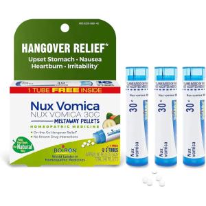 imageBoiron Nux Vomica 30C Homeopathic Medicine for Hangover Relief Upset Stomach Nausea and Overindulgence of Food or Drink  3 Count 240 PelletsMedication