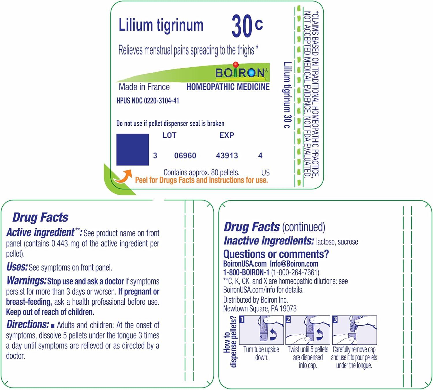 imageBoiron Lilium Tigrinum 30C for Menstrual Pains Spreading to The Thighs  80 Pellets